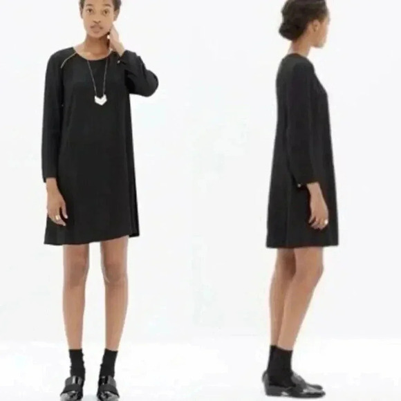 Sezane Dresses & Skirts - Madewell x Sezane Thelma Shift Dress Black Mini Textured Size 2